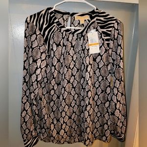 NWT MK (MICHAEL KORS) BLACK PRINT SHIRT: S